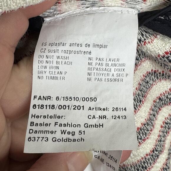 Basler Jacket Womens 18 Navy Red White Striped Zip Front Pockets Blazer Nautical - Picture 10 of 12